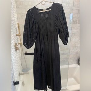 Black Eyelet Midi Dress